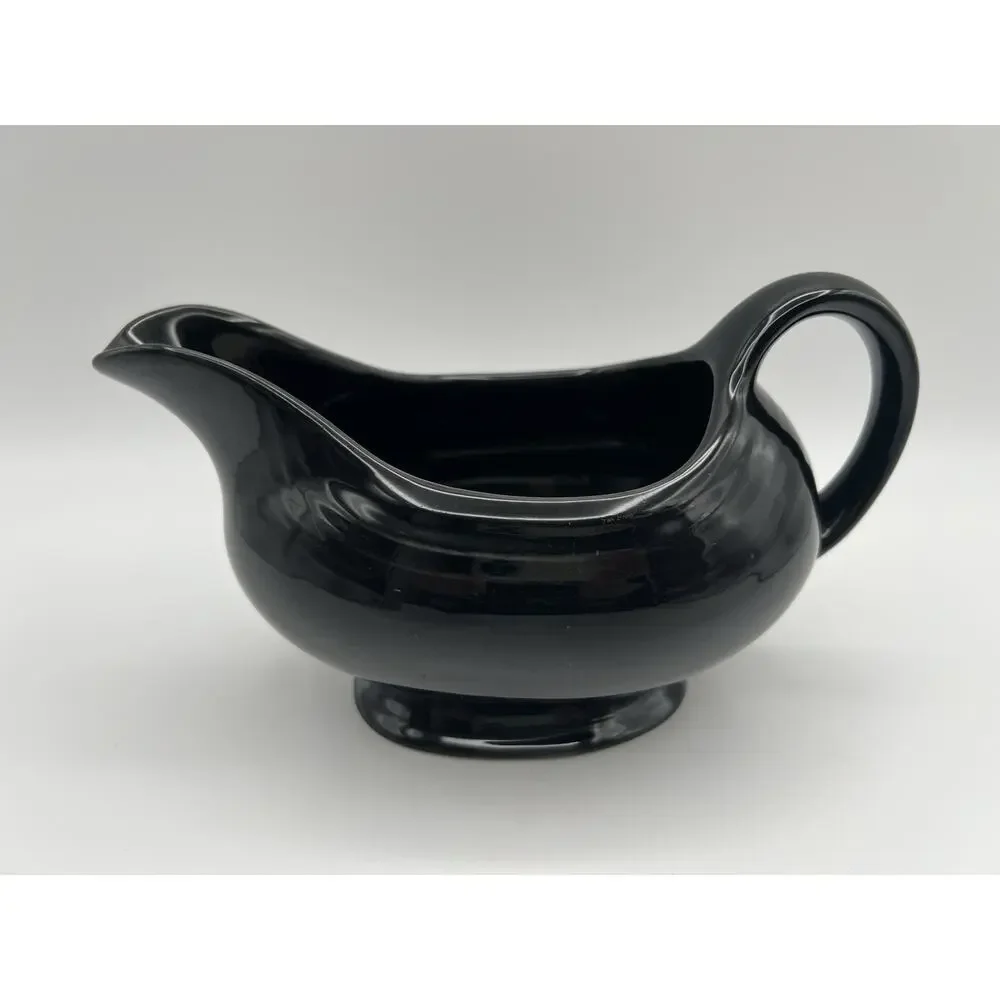 Homer Laughlin Fiesta BLACK Ceramic Open Sauce / Gravy Boat Retired
